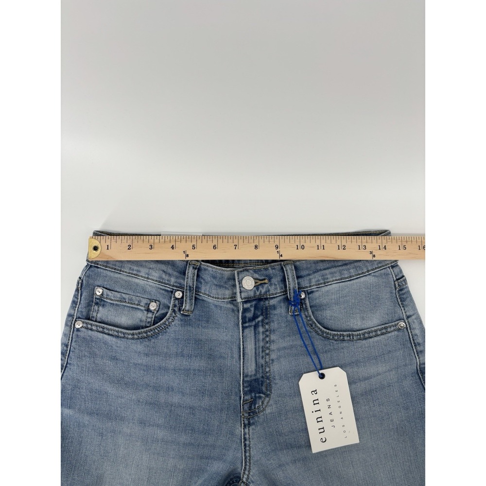 NWT Eunina Danica Bowed Straight Mid Rise Jeans Sz 7/28 Momcore Barrel Style - Picture 14 of 16